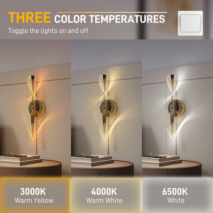 Led Wall Lamp 2 Pack, Modern Indoor Spiral Wall Light, Gold