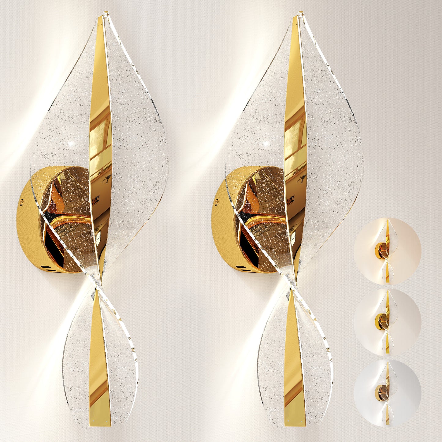 Led Wall Lamp 2 Pack, Modern Indoor Spiral Wall Light, Gold