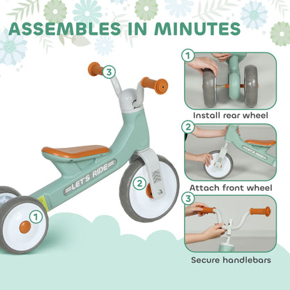 Baby Balance Bike for 1-3 Years Boys Girls, Toddler Balance Bike with No Pedal, 3 Silence Wheels, Safe Limited Steer, for Indoor Outdoor Riding, Green