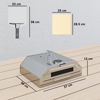 Outdoor BBQ Pizza Oven with Thermometer for Gas/Charcoal BBQ Grills