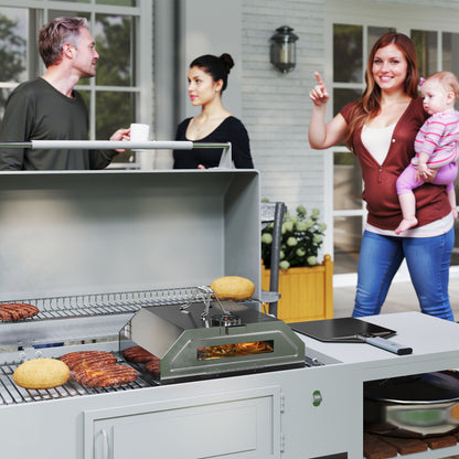 Outdoor BBQ Pizza Oven with Thermometer for Gas/Charcoal BBQ Grills