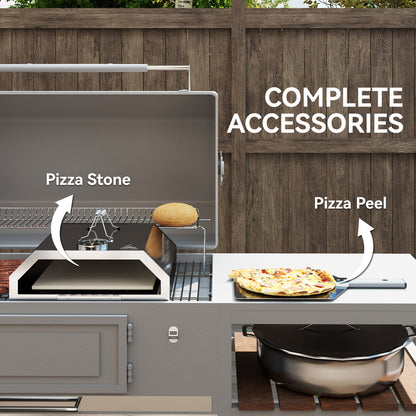 Outdoor BBQ Pizza Oven with Thermometer for Gas/Charcoal BBQ Grills