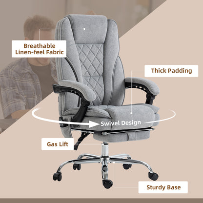 Massage Office Chair, Heated Reclining Desk Chair, Grey