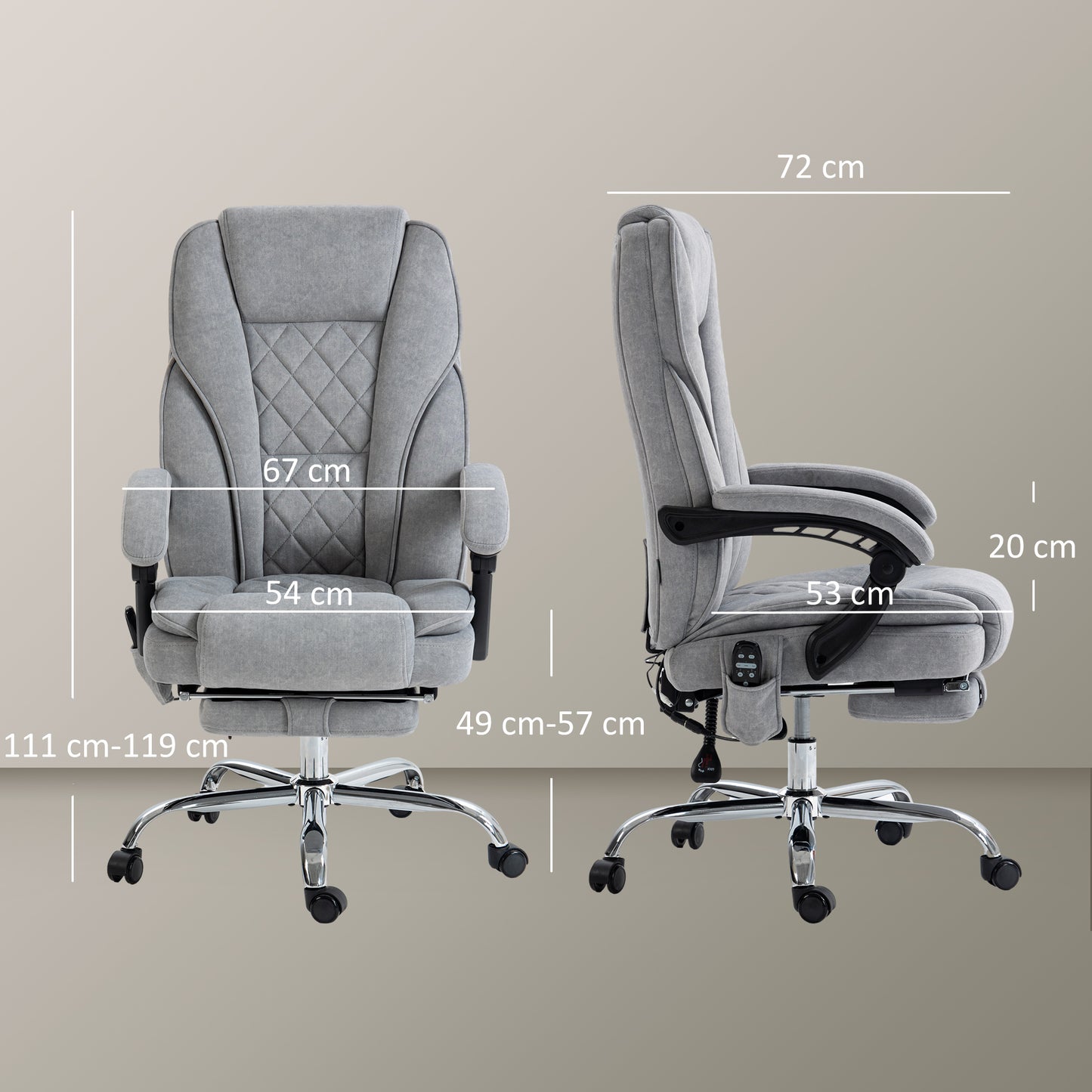 Massage Office Chair, Heated Reclining Desk Chair, Grey
