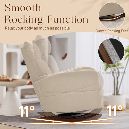Modern High Back Corduroy Leisure Rocking Chair for Nursery, Beige