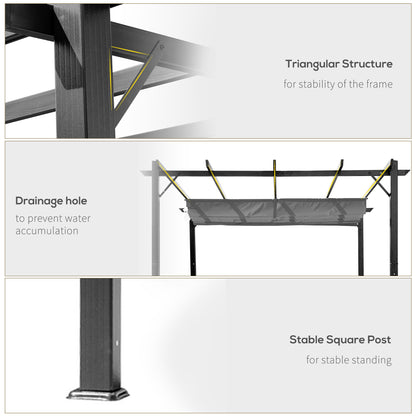 3x3(m) Pergola Gazebo Sun Shade Shelter Aluminium Garden Canopy, Grey