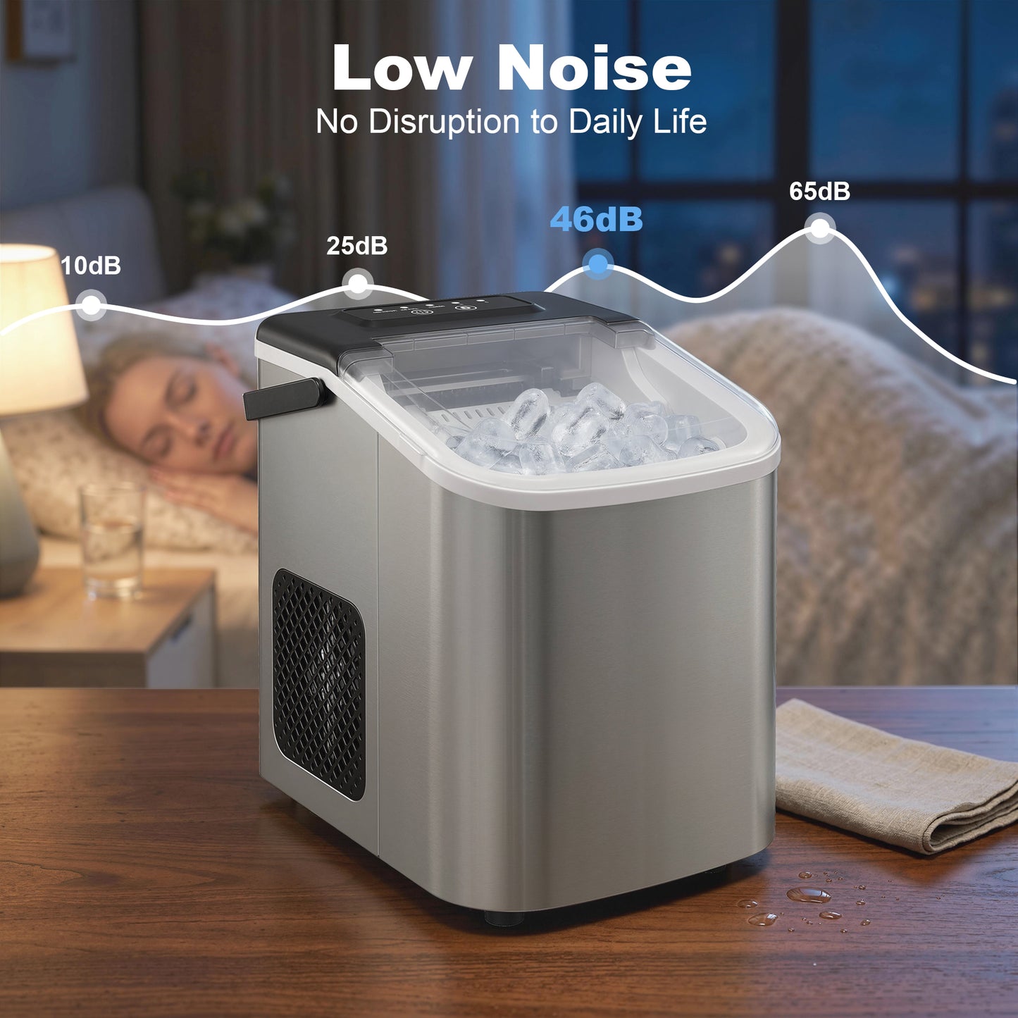 Ice Maker Machine Countertop, 9 Cubes Ready in 7 Mins, 12 KG in 24Hrs