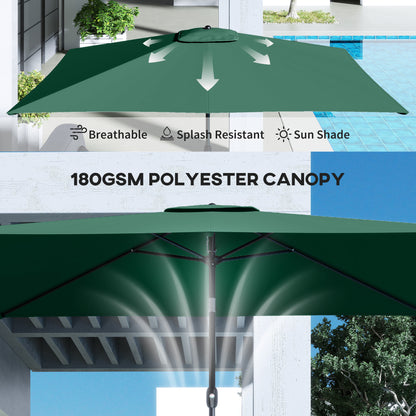 Garden Parasol, Outdoor Umbrella with Tilt Function, Green