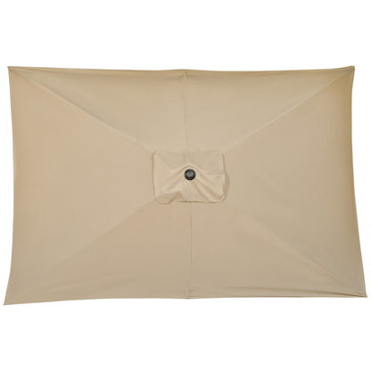 3x2m Patio Parasol Canopy Tilt Crank 6 Ribs Sun Shade Garden Khaki