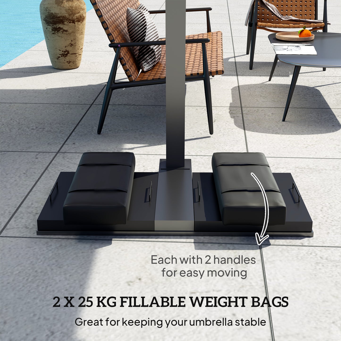Parasol Weights Set of 2, Parasol Base Weights Bags, Black