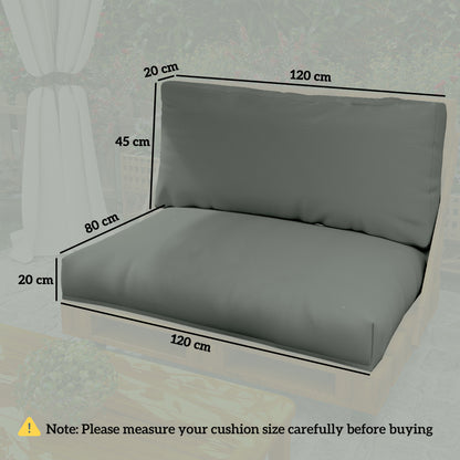 2 Seat Pallet Cushions 20cm Thick Outdoor Seat Pads, Charcoal Grey