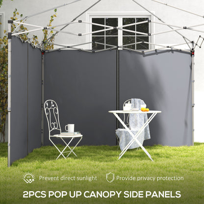 Gazebo Side Panels, 2 Pack Sides Replacement, for 3x3(m) or 3x6m Pop Up Gazebo, with Zipped Doors, Grey