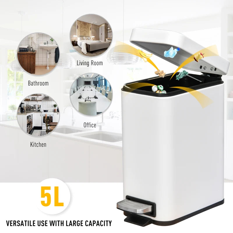5L Compact Bin With Quiet-Close Pedal Lid