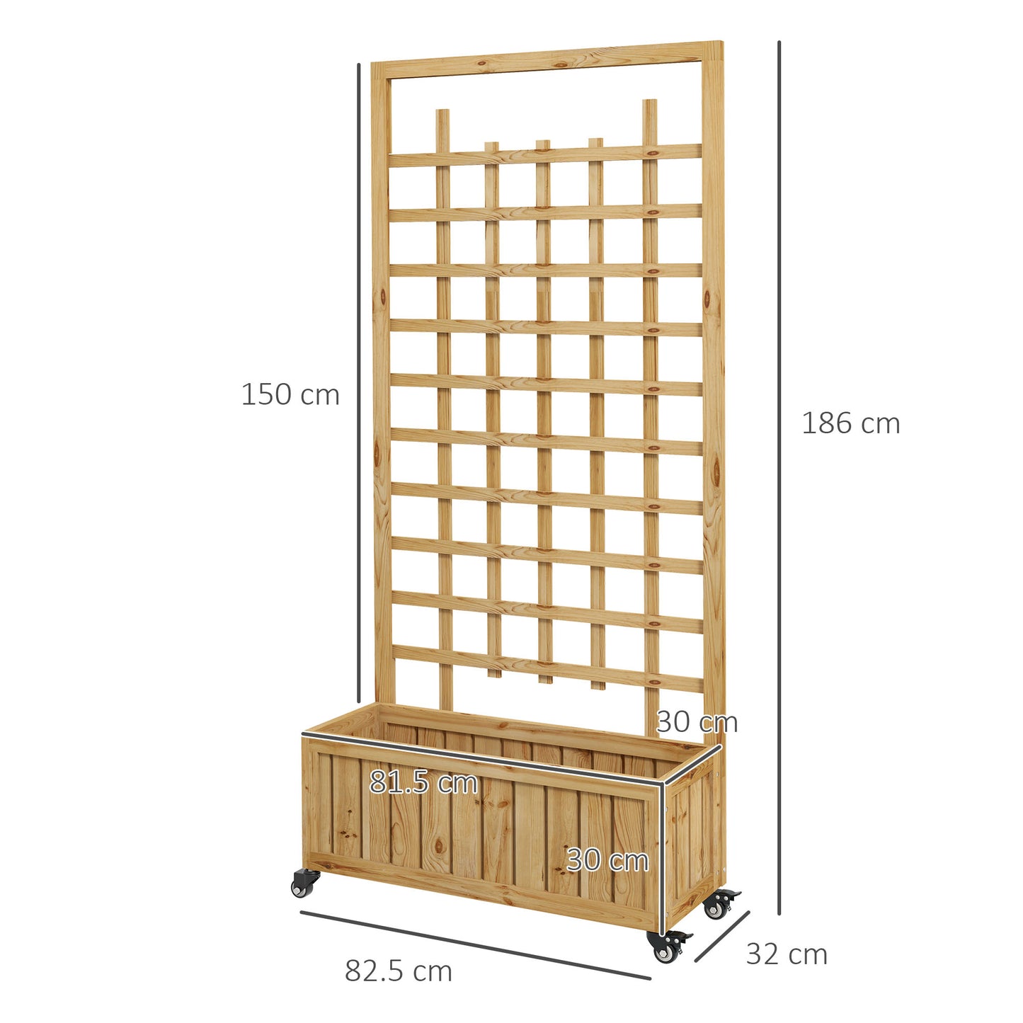 Warehouse Clearance Sale - Wooden Trellis Planter, Raised Garden Bed with Wheels and Bed Liner, to Climb and Grow Vegetables, Herbs and Flowers