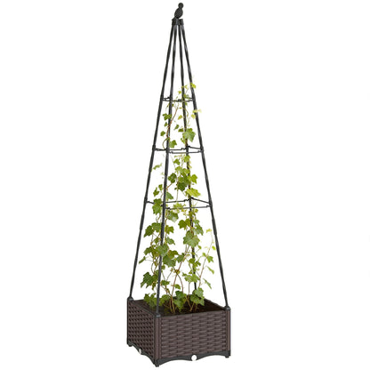 Raised Garden Bed Planter Box with Trellis and Self Watering