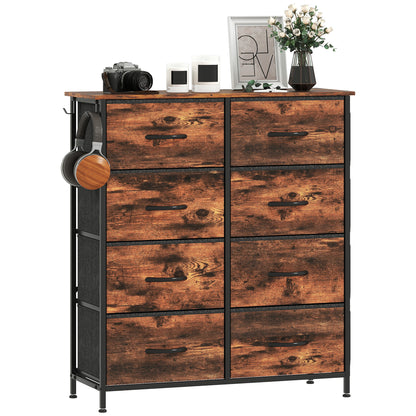 Fabric Chest of Drawers, 8 Drawer Dresser for Bedroom, Rustic Brown