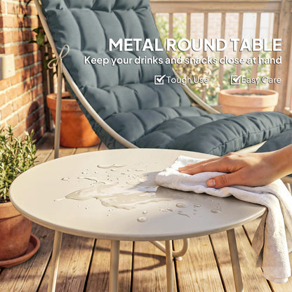 3 Piece Bistro Set, Outdoor Table and Chair Set with Footstool