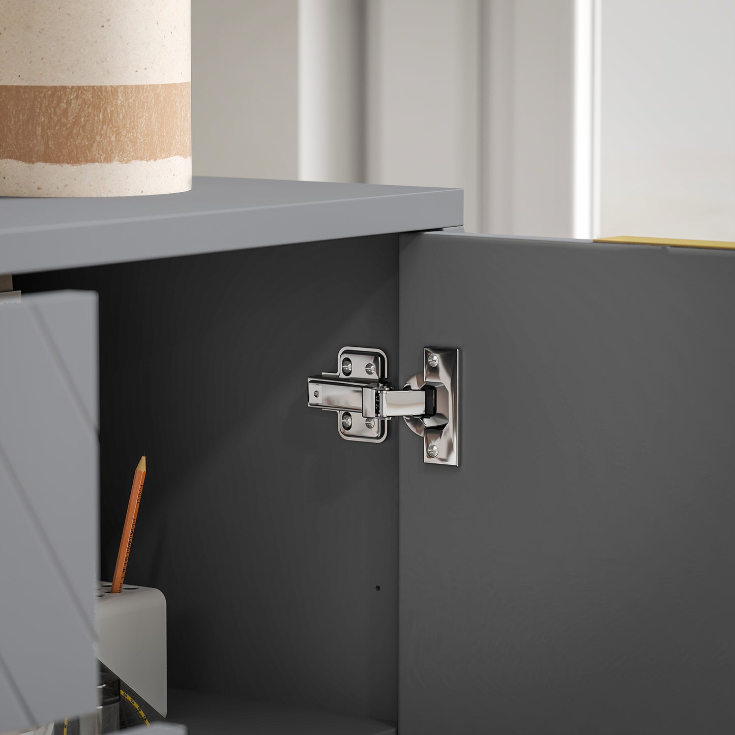 Sideboard Storage Cabinet with Adjustable Shelves, Grey