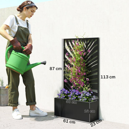 Metal Raised Garden Bed with Trellis, Outdoor Elevated Planter Box