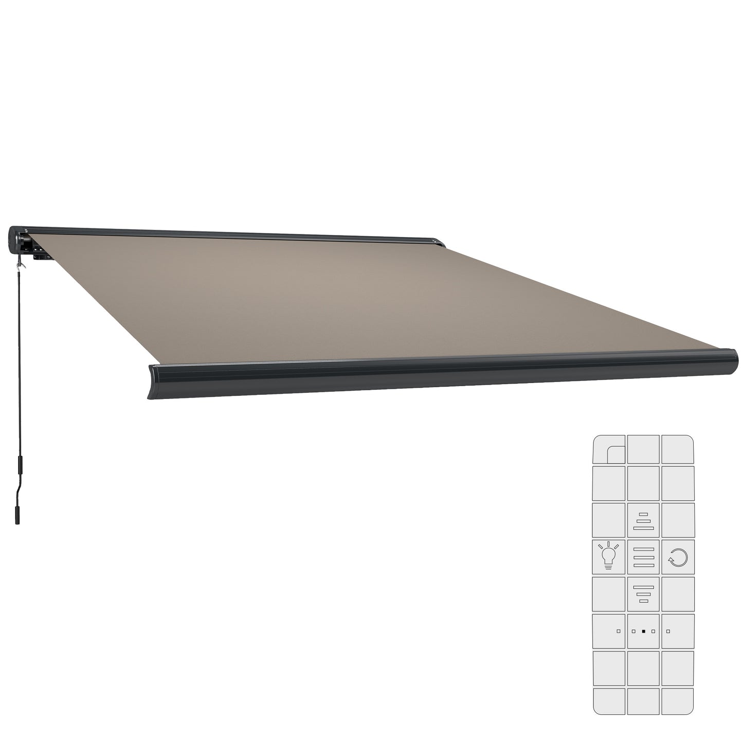 DIY Retractable Canopy with Remote Controller for Patio, Light Grey
