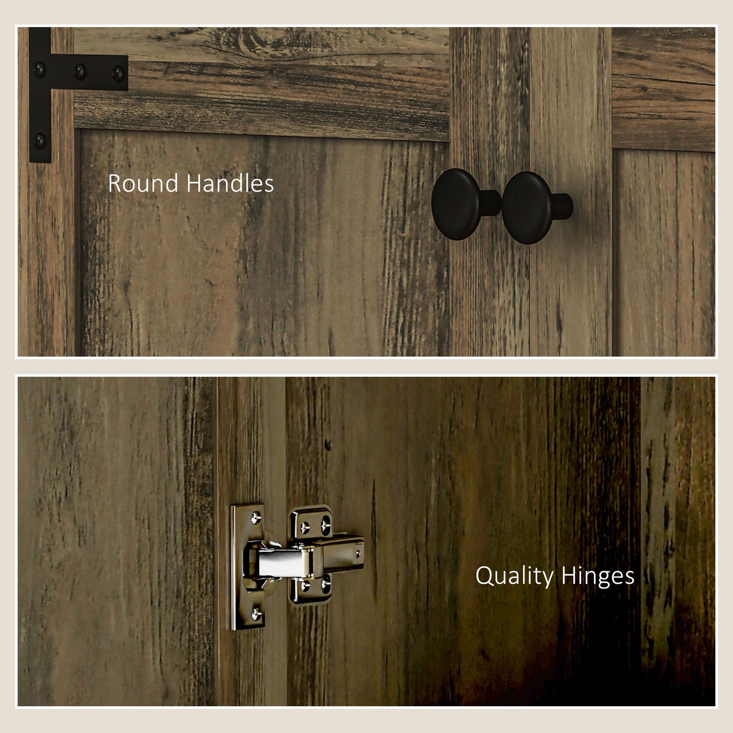 Farmhouse Kitchen Cupboard, Kitchen Cabinet, Grey Wood-Effect