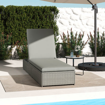Patio Rattan Chaise Lounge Garden Pool Wicker Sun Lounger Adjustable