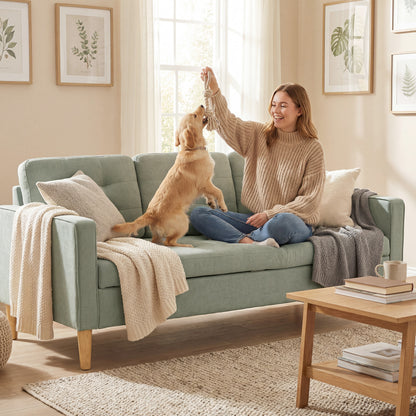 Modern 3 Seater Sofa with Hidden Storage and Rubber Wood Legs