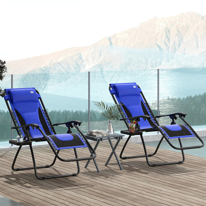 2 Pcs Zero Gravity Lounger Folding Recliner Chair w/ Cup Holder