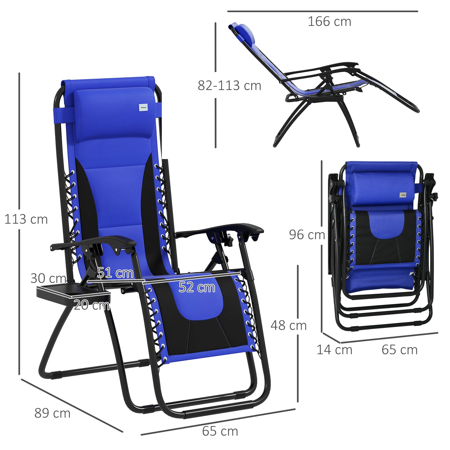 2 Pcs Zero Gravity Lounger Folding Recliner Chair w/ Cup Holder