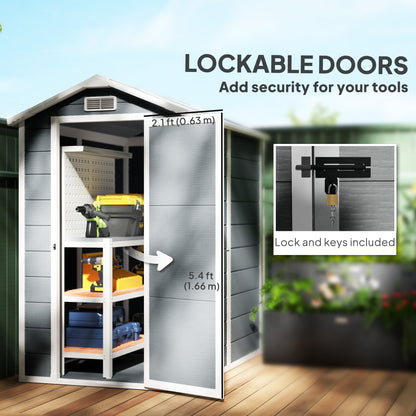 4 x 6ft Plastic Garden Shed with Floor, Window and Lockable Door