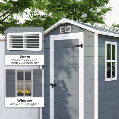 4 x 6ft Plastic Garden Shed with Floor, Window and Lockable Door