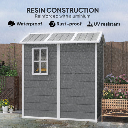 4 x 6ft Plastic Garden Shed with Floor, Window and Lockable Door