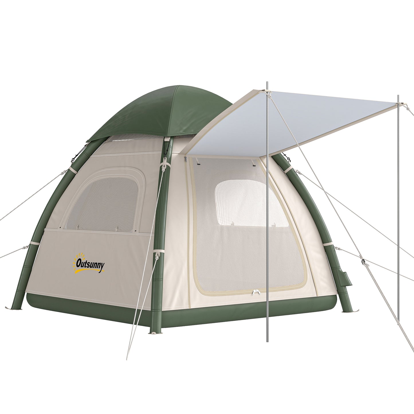 3 Man Inflatable Camping Tent w/ 3000mm Waterproof Rainfly, Beige