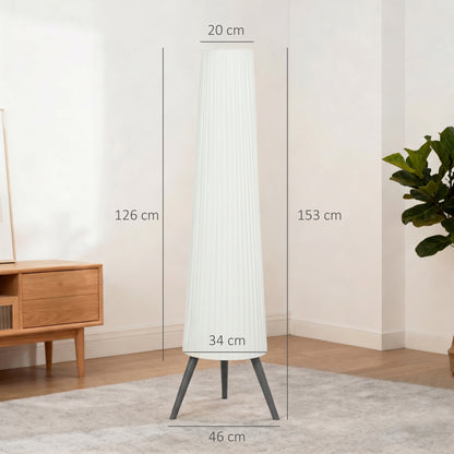 Dimmable Tripod Floor Lamp with Foot Switch, Nordic Standing Lamp with Fabric Shade for Living Room, Bedroom, Office, 153cm, White and Grey