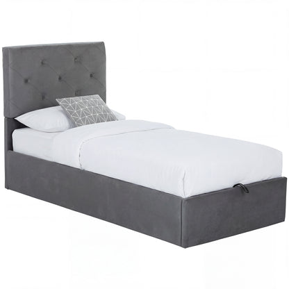 Single Bed Frame Gas Side Lift Under Bed Storage Dark Grey