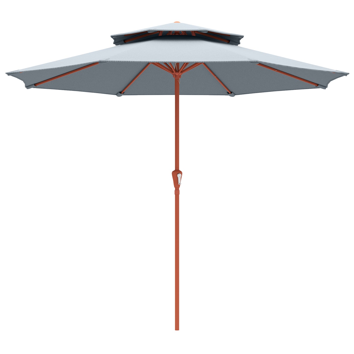 2.7 m Garden Parasol with Double Top, Light Grey