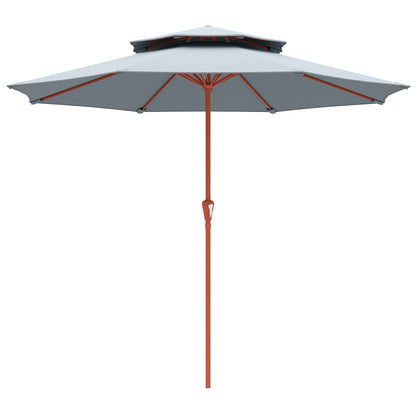 2.7 m Garden Parasol with Double Top, Light Grey