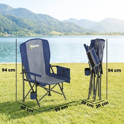 Camping Chair Padded with Side Pocket Dark Blue