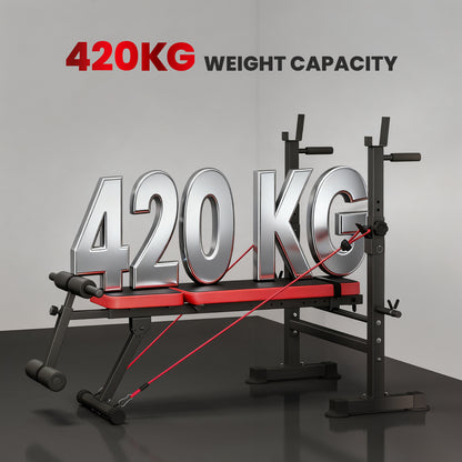 Adjustable Weight Bench with Rack and Dip Stand 420KG Capacity