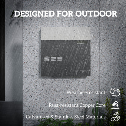 Wall Mounted Post Box, Weatherproof Letterbox with Lock, Grey