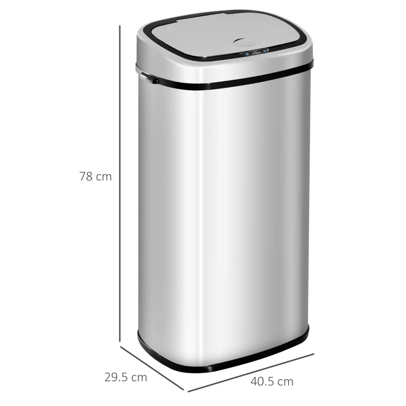 68L Stainless Steel Automatic Sensor Dustbin - Silver