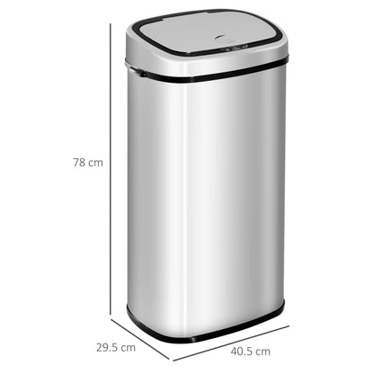 68L Stainless Steel Automatic Sensor Dustbin - Silver