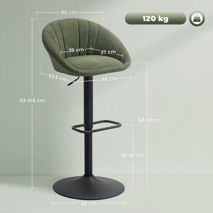 Swivel Bar Stools Set of 2 Height Adjustable Bar Chairs Dark Green