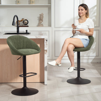 Swivel Bar Stools Set of 2 Height Adjustable Bar Chairs Dark Green