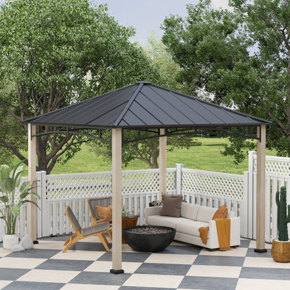 3 x 3(m) Hardtop Gazebo with Metal Roof and Wood Grain Frame