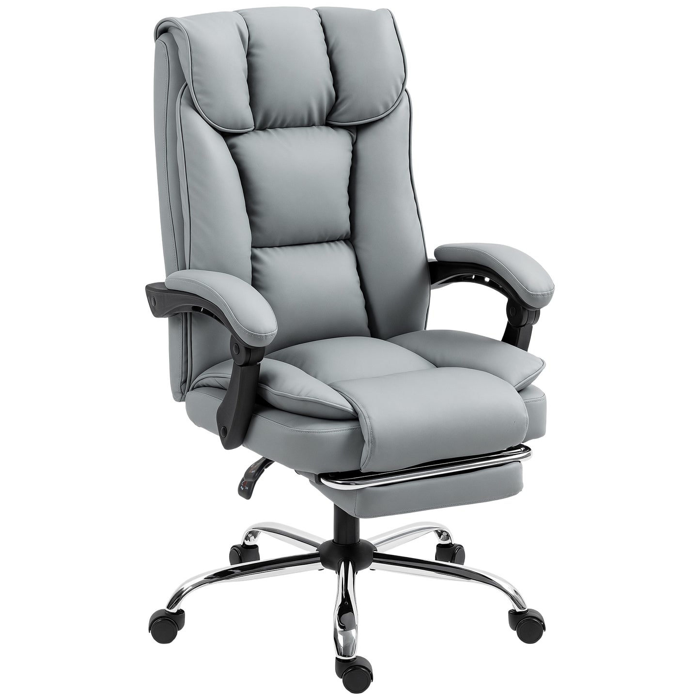 Pet-Friendly Leather Recliner Computer Chair with Footrest, Black
