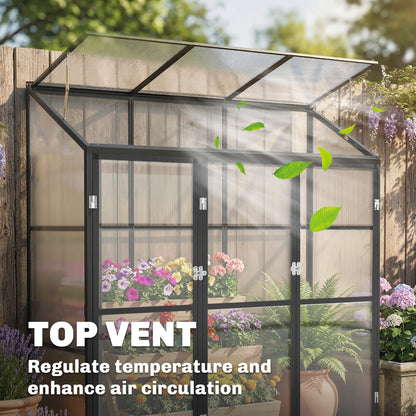 Polycarbonate Greenhouse with 3 Doors, Aluminium Walk-in Greenhouse