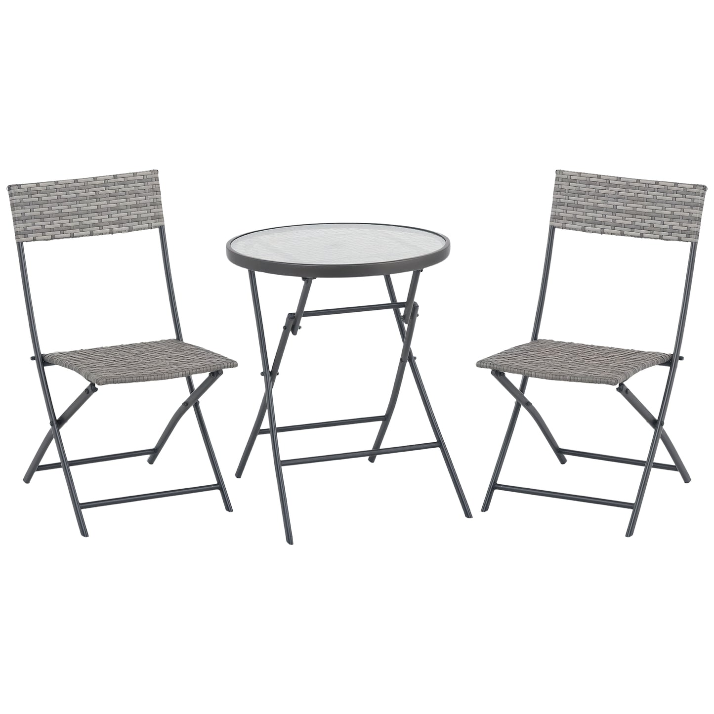 3 PCs Patio Wicker Bistro Set Foldable Table and Chair Set for Outdoor