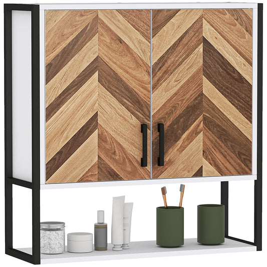 Bathroom Cabinet Wall Mounted Over the Toilet with 2 Doors, Walnut