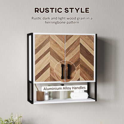 Bathroom Cabinet Wall Mounted Over the Toilet with 2 Doors, Walnut